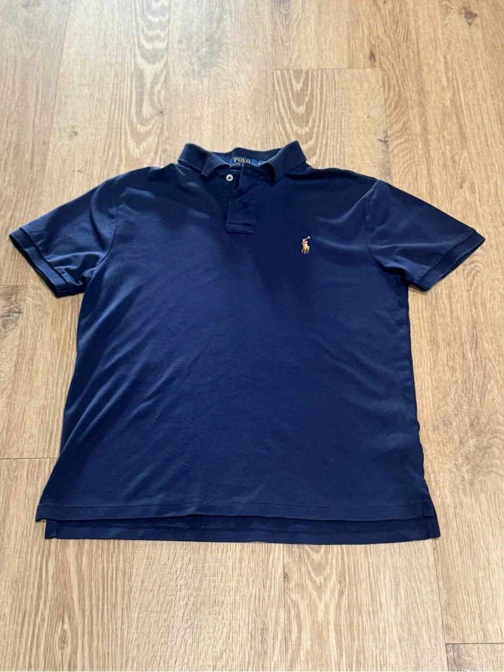 Ralph Lauren Navy Polo with multi color Pony Embroidery M